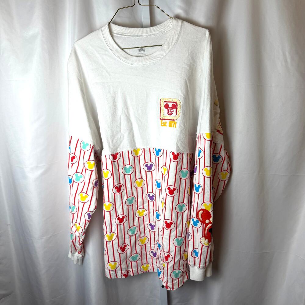 Disney‎ Parks Spirit Jersey Popcorn Mickey Long Sleeve Shirt Oversized M